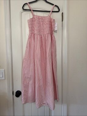 SOLID & STRIPED Pink Gingham Smocked Sundress